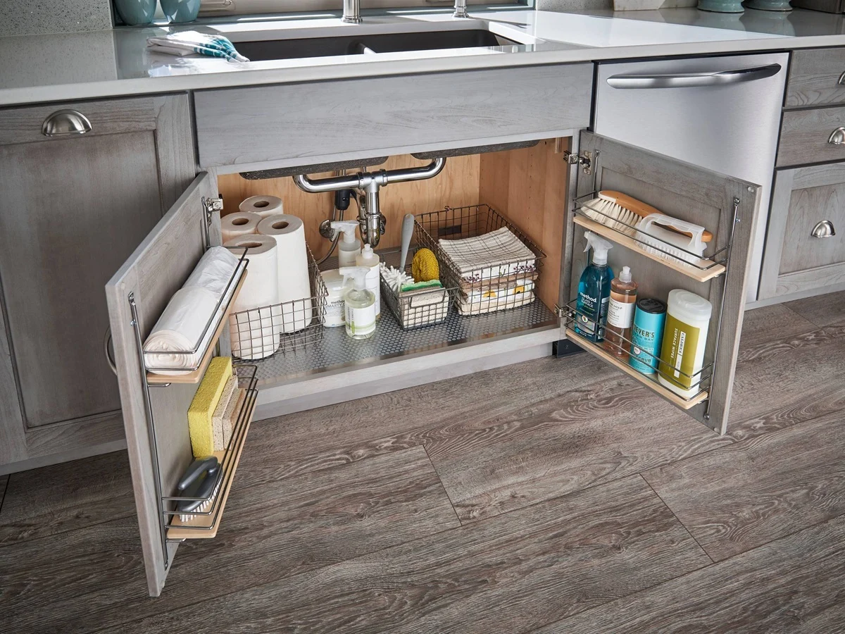 چیدمان کابینت زیر سینک ظرفشویی