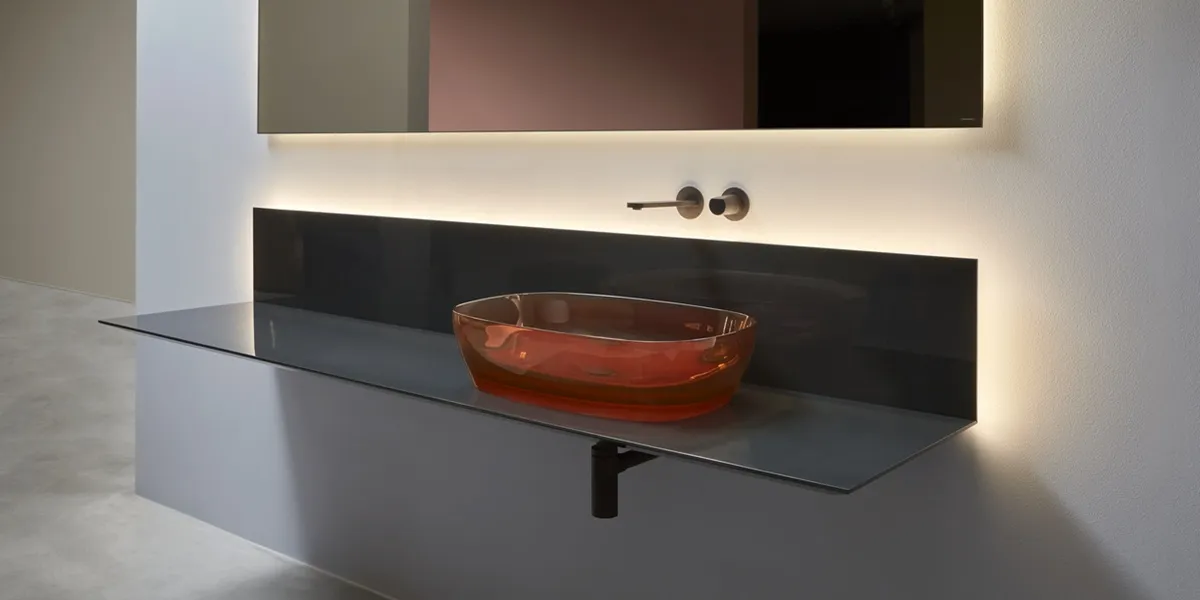 روشویی مستطیلی روکار از متریال Cristalmood مدل SENSOC